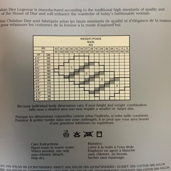 Christian Dior LAllure Ultra Silken Sheer Control Top Pantyhose Sz 4 / XL Ivory - Picture 3 of 3